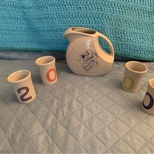 FIESTA WARE LIMITED “MILLENNIUM”EDITION  Disk pitcher & 4 juice glasses